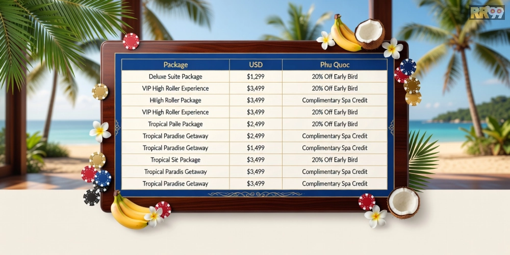 Chi tiết bảng giá dịch vụ tại Corona Resort & Casino Phú Quốc năm 2025