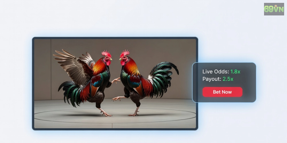 Minh họa khái niệm đá gà cựa dao 69vn với giao diện nền tảng hiện đại